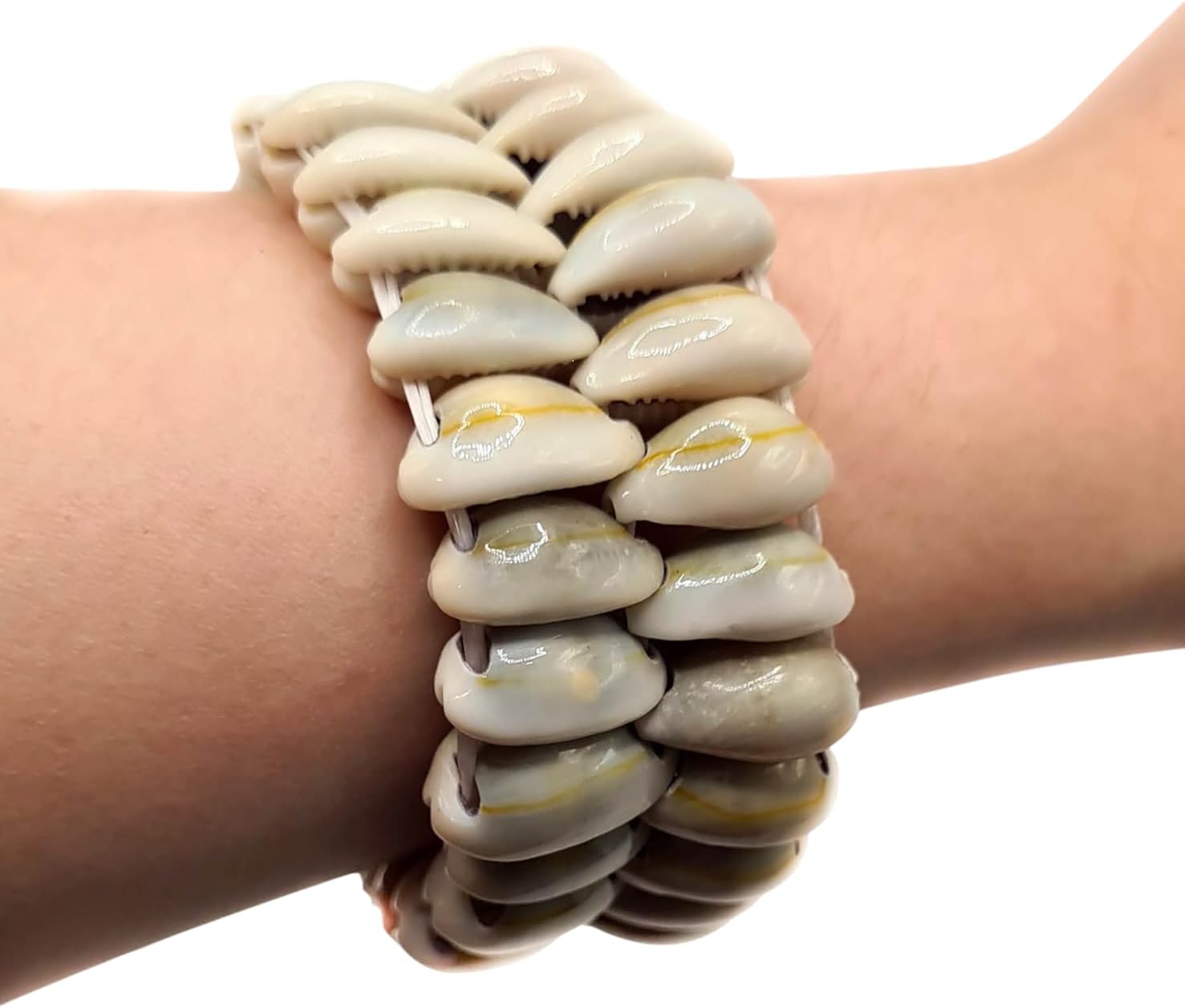 Natural Cowrie Shell Bracelet, Handmade Beach Surfing Cuff Cowrie Shell Stretch Bracelet Women Jewelry AA052 - Image 2
