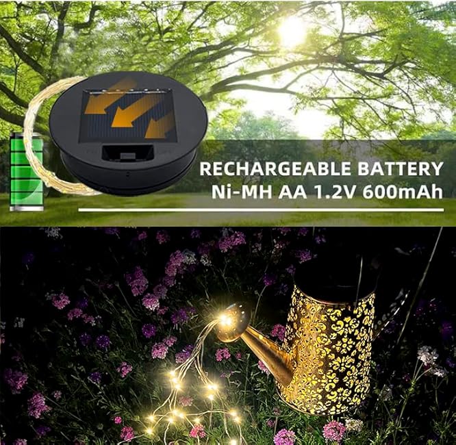 Solar-Replacement Top Lantern Waterproof String - 2 Packs Round Panels Copper Wire Accessories for Garden Watering Can Lights Outdoor Handling Lantern DIY Patio Housewarming Decorations (Warm/Warm)