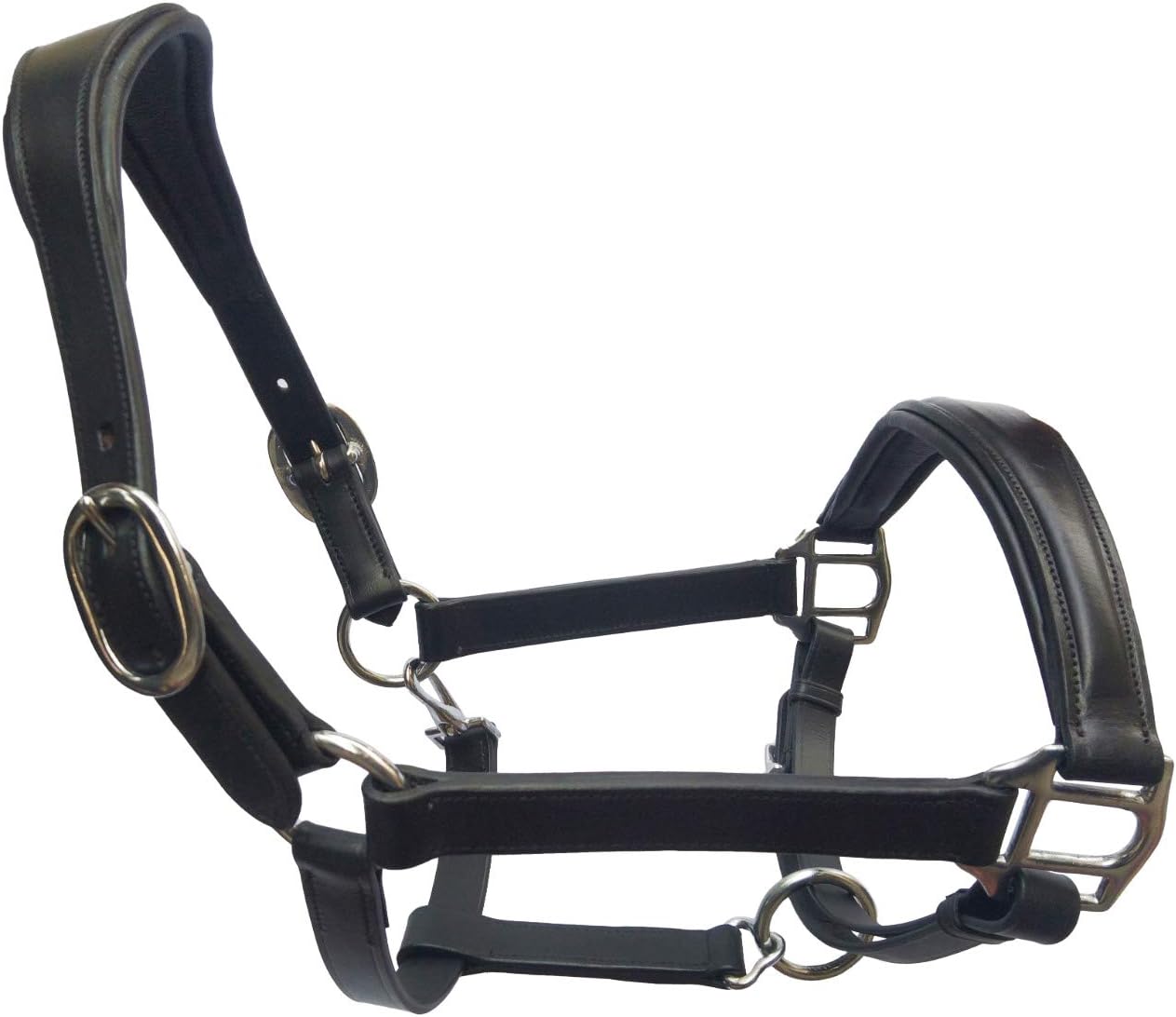 DD Leather Plain Raised Padded Horse Halter | Handcrafted & Adjustable Chin and Throat Snap Halter | Comfortable & Features The Raised Crown and Padded Nose