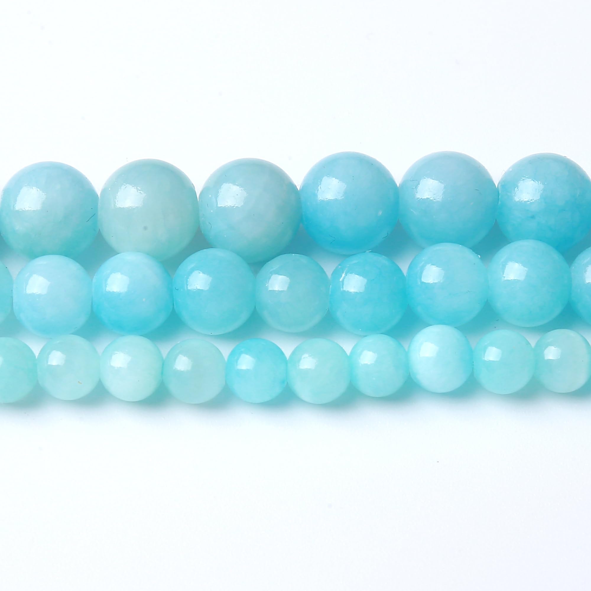 Perline rotonde sfuse in giada azzurra beige da 10 mm, perline di pietra energetica di cristallo per la creazione di gioielli fai da te per braccialetti e collane