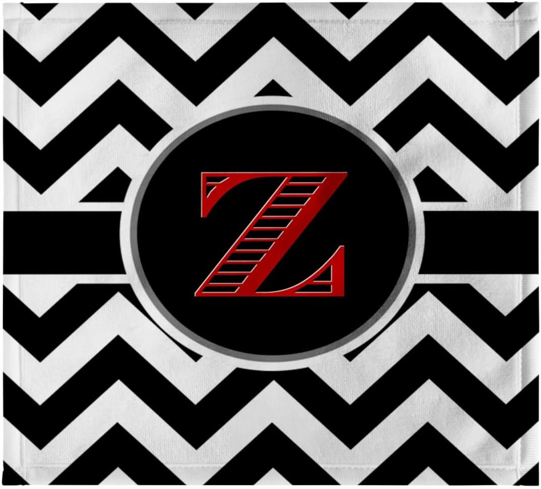 3dRose Black and White Chevron Monogram red Initial Z 22x30 Bath Hand Pool Towel