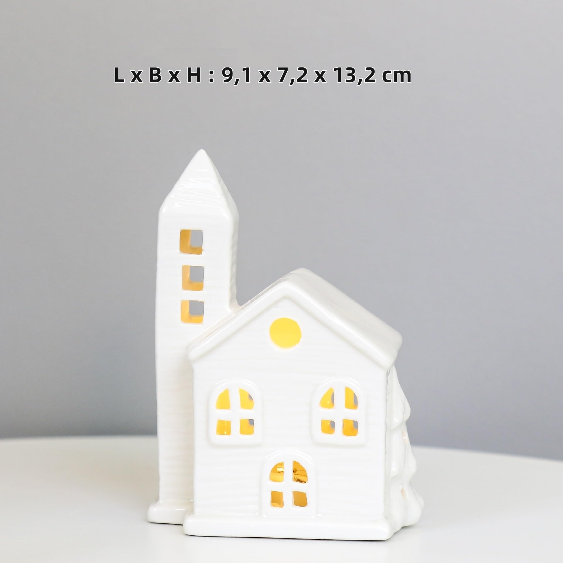 3-częściowy zestaw domków na podgrzewacze, ceramiczne świecące domki na podgrzewacze, dom szachulcowy, świecznik na podgrzewacze, biały domek, bożonarodzeniowy domek, dekoracja