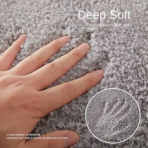 Miniatura 3 de Quadrant - Alfombra de baño curvada, alfombra de ducha antideslizante de microfibra, suave, esponjosa, lavable, alfombra de baño curva, alfombra de