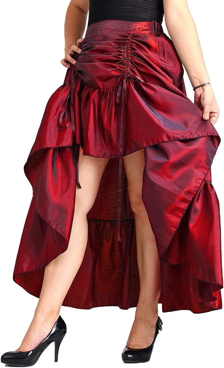 COSDREAMER Women's Steampunk Gothic High Low Skirt Victorian Bustle Skirt