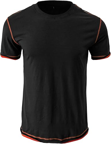 Miniatura 2 de Wowcarbazole Camisetas de algodón con cuello redondo y manga corta para hombre, estilo casual, básica, a la moda