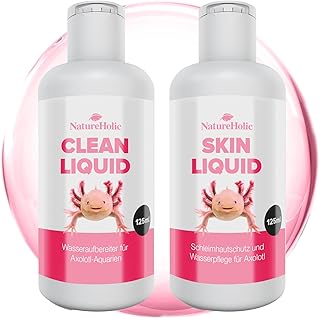 NatureHolic Axolotl - Kit de tratamiento de agua para Axolotl, purificador de agua y protección de mucosas para Axolotl, eliminación de contaminantes, cicatrización y reducción de gérmenes, para