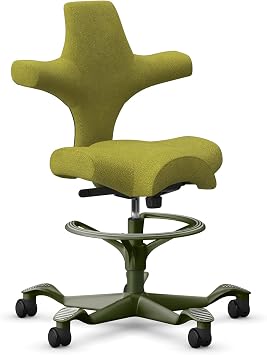 HAG Capisco Sit to Stand Chair-Moss Green Frame-Upholstered Green Apple