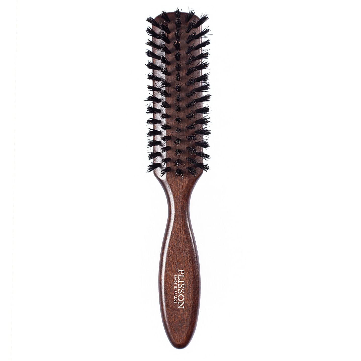 Plisson – Cepillo de pelo para hombre, cepillo plano tradicional, madera natural, 100% puro pelo de jabalí – Fabricación francesa