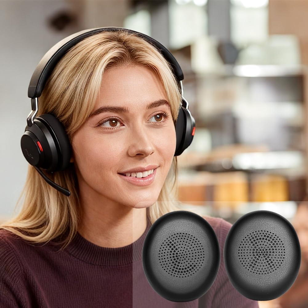 AXFEE Zamienne nauszniki do Jabra-Evolve2 65 (65MS 65UC USB)/Evolve2 40 (40UC 40MS USB)/Elite 45h bezprzewodowy zestaw słuchawkowy, wymienne nauszniki z najwyższej jakości miękką skórą proteinową