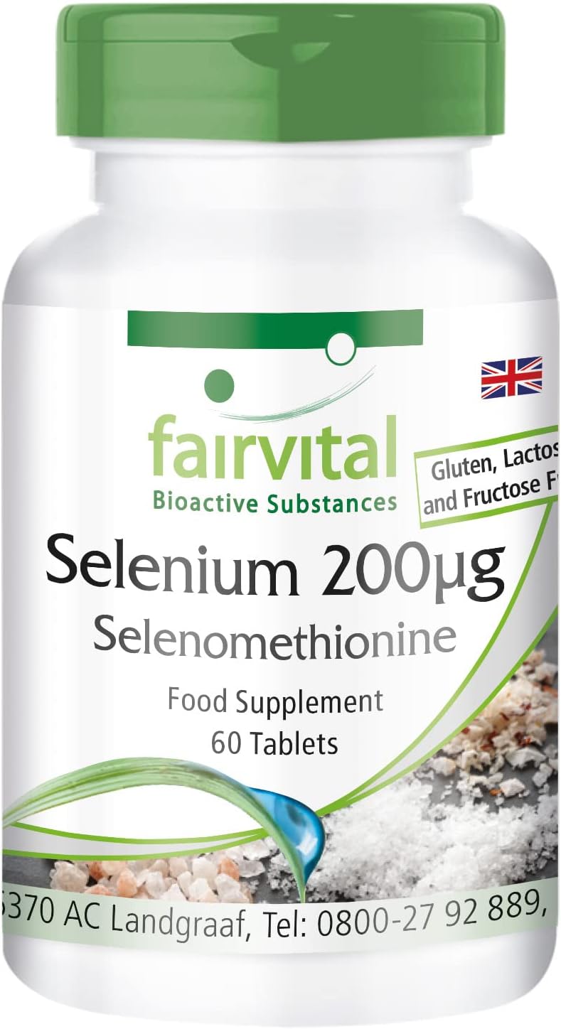 Fairvital | Selenium 200mcg - HIGH Dosage - Vegan - 60 Tablets - from selenomethionine