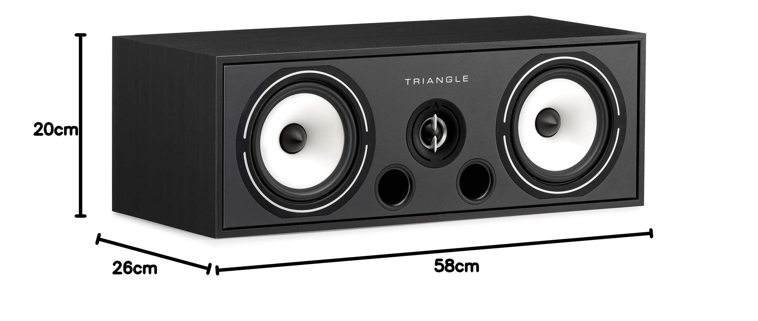 Triangle - Enceinte Centrale Home-Cinéma BOREA BRC2-2 Voies - Puissance Admissible 120W - Rendement 91 DB/W/m - Bass Reflex - 580 x 200 x 260 mm - Noir (Pièce)