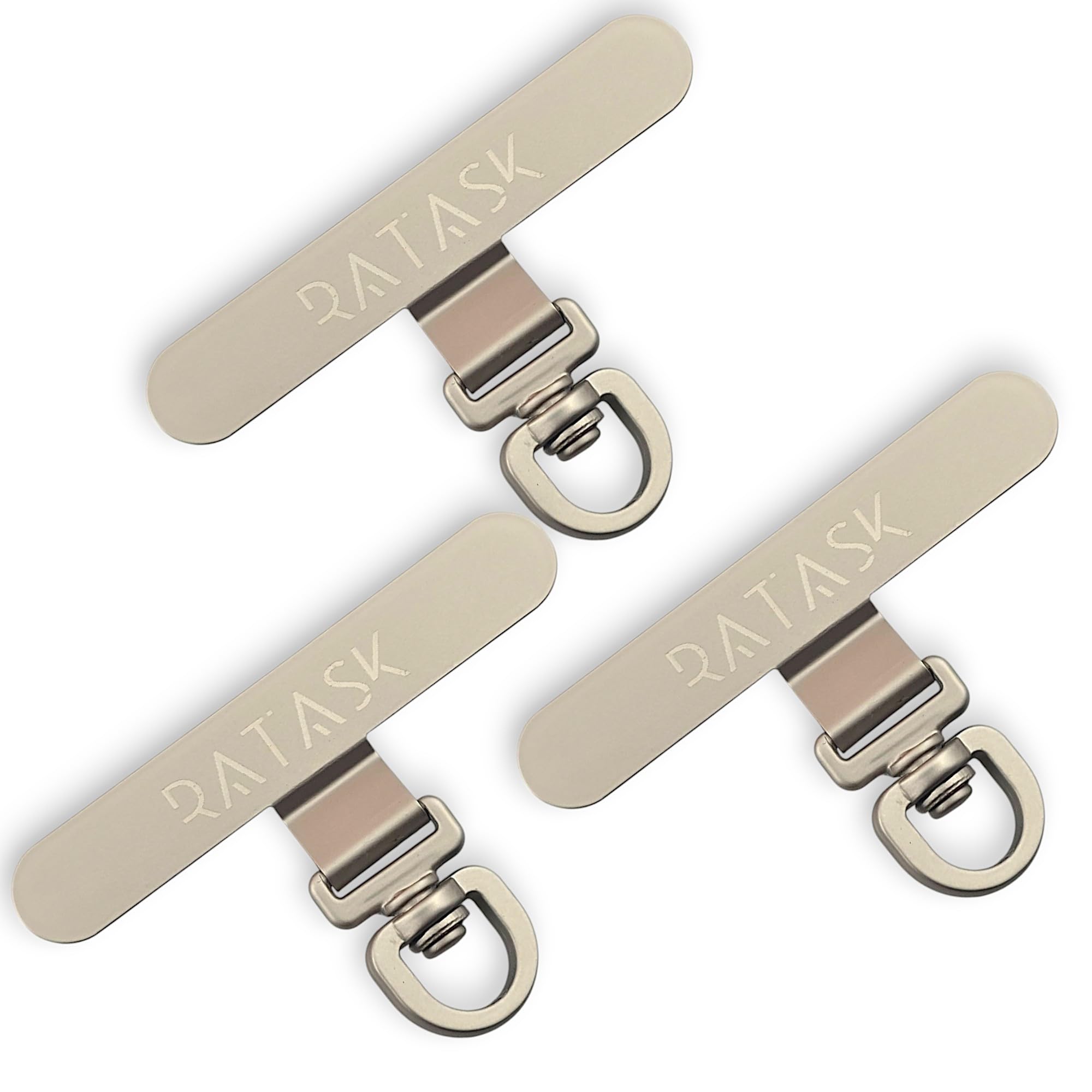 RATASK Tether Tab for Phone Lanyard, Mobile Phone Strap Tether Patch, Universal Tether Patch, Durable Metal or Soft Fabric Option, Pack of 3 (Metal, Matt Silver)