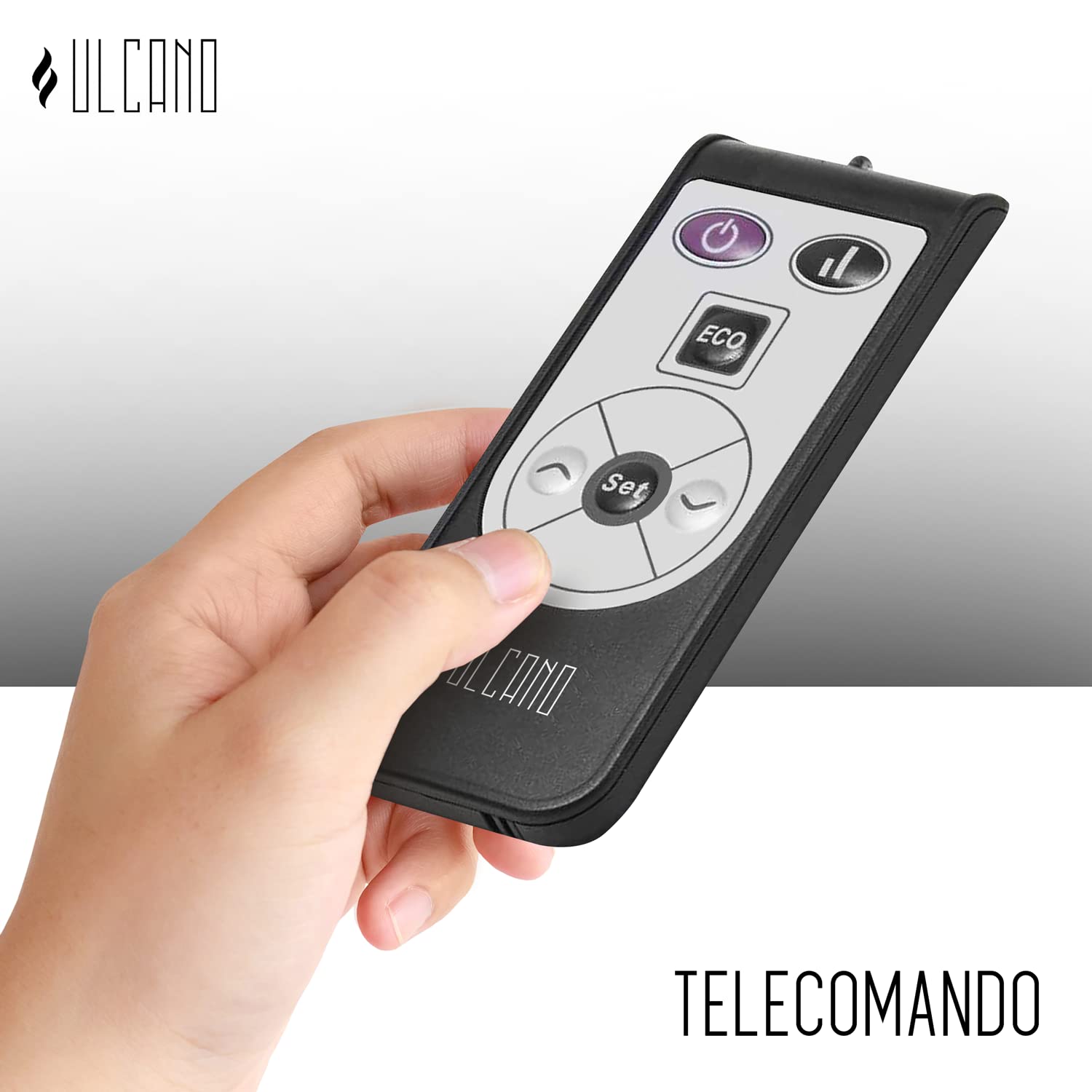 Stufa Elettrica Basso Consumo 2000W (Modalità ECO 1000W), Termoconvettore con Ruote + Montaggio a Parete, Vetro Temperato, Display Touch + Timer + Telecomando, Stufetta con Termostato, Nero
