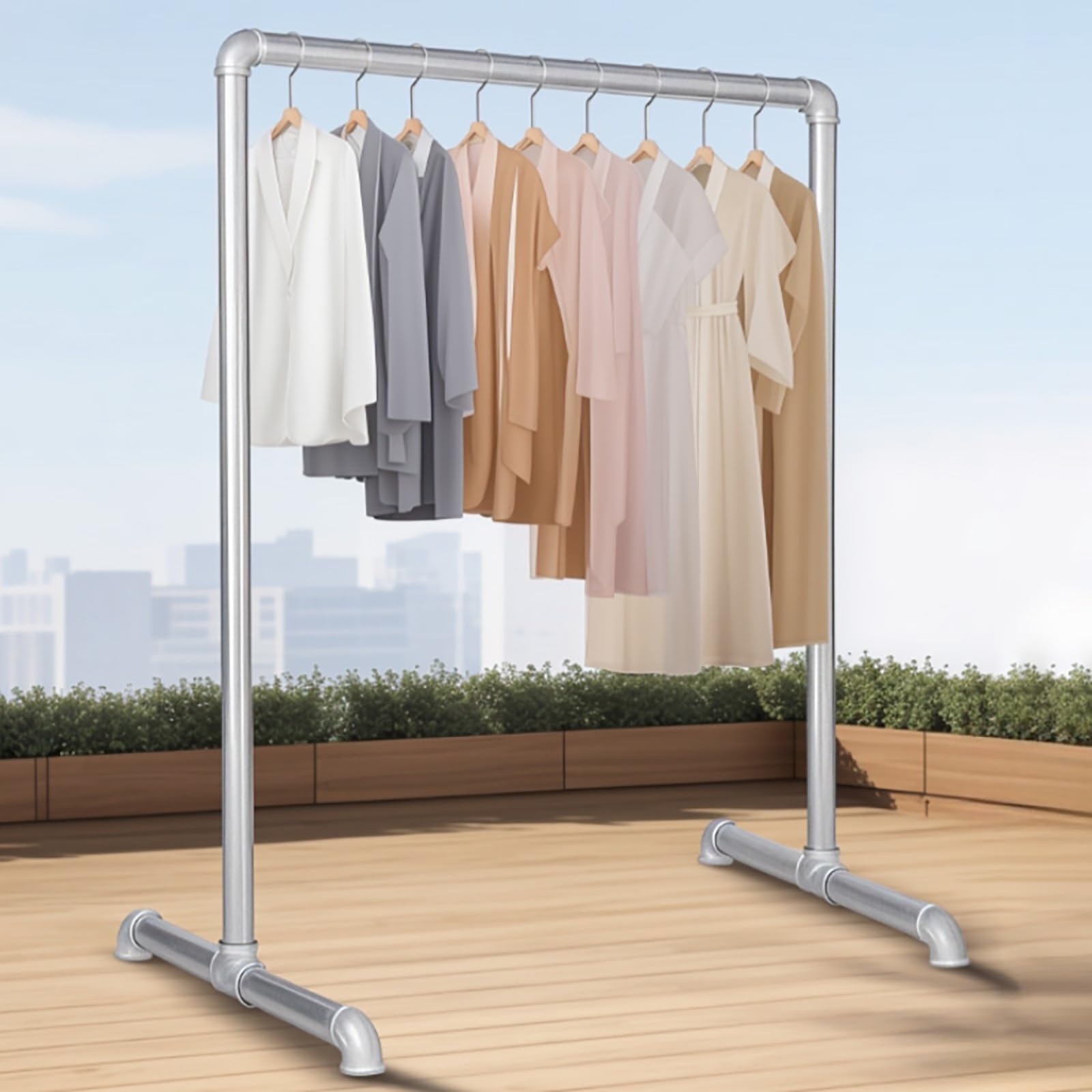 Perchero metálico resistente de 1,2x1,2 m barra independiente para ropa