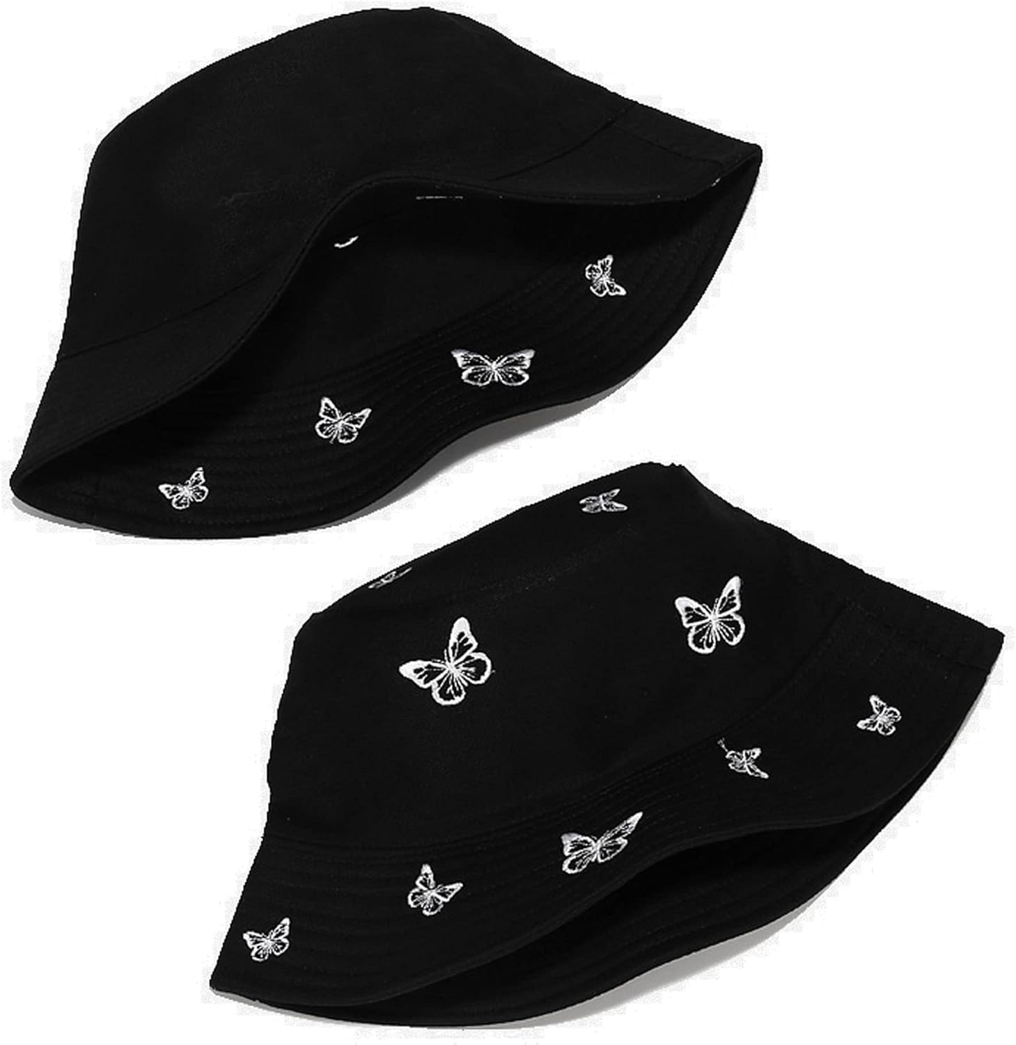 Umeepar Butterfly Embroidered Bucket Hat Reversible Packable Foldable Beach Sun Hat for Women Men - Image 4