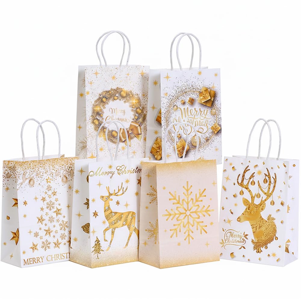 Amazon | moin moin クリスマス 紙袋 手提げ袋 クラフト ホワイト 白 6