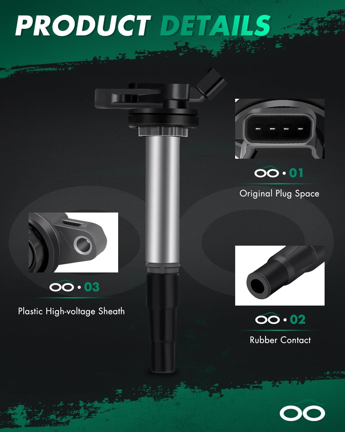 SCITOO UF596 4 ignition coils with 4 iridium Spark Plugs Fit for Toyota for Lexus for Scion Prius V Plug-In Corolla Matrix CT200H XD IM 2009-2016 2017 1.8L L4 UF-596 UF-619 90919-02252