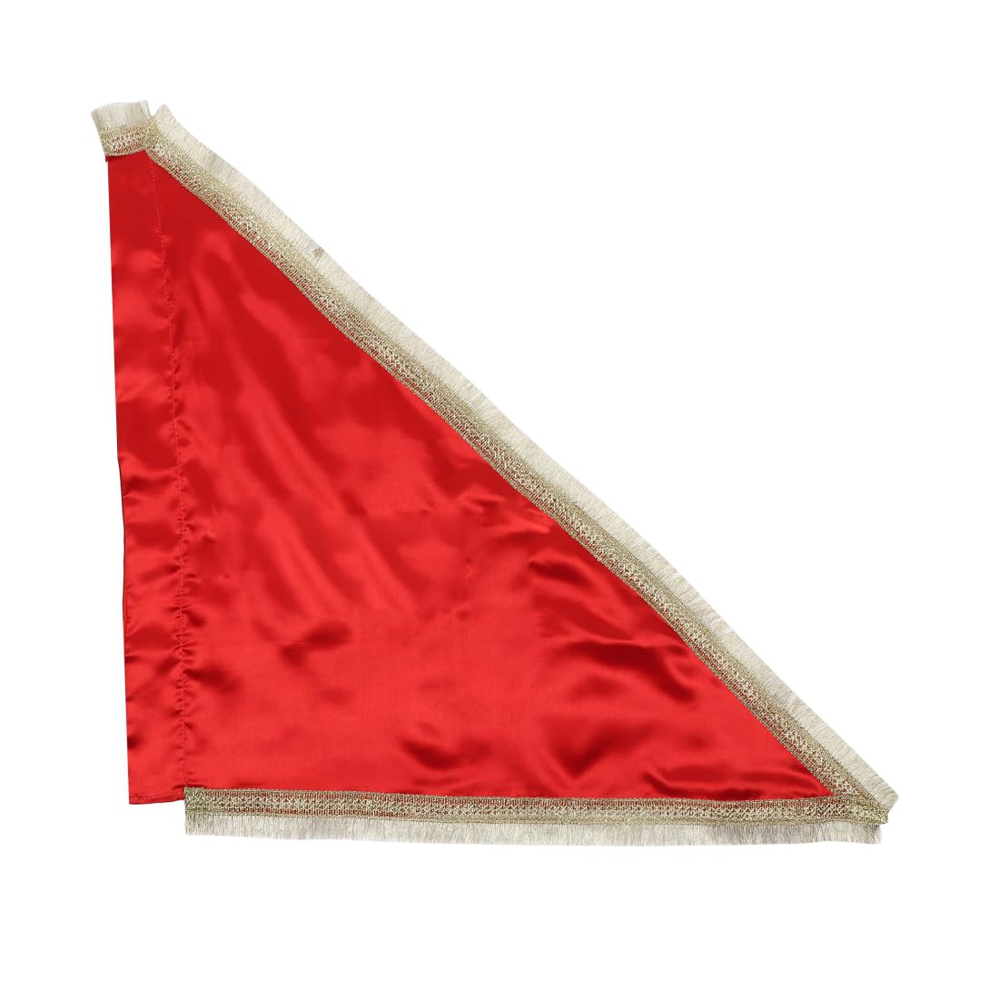 DOKCHAN Plain Red Satan Silk Flag With Gota Kiran Golden Border Triangle Outdoor Flag (50cm)-image-14