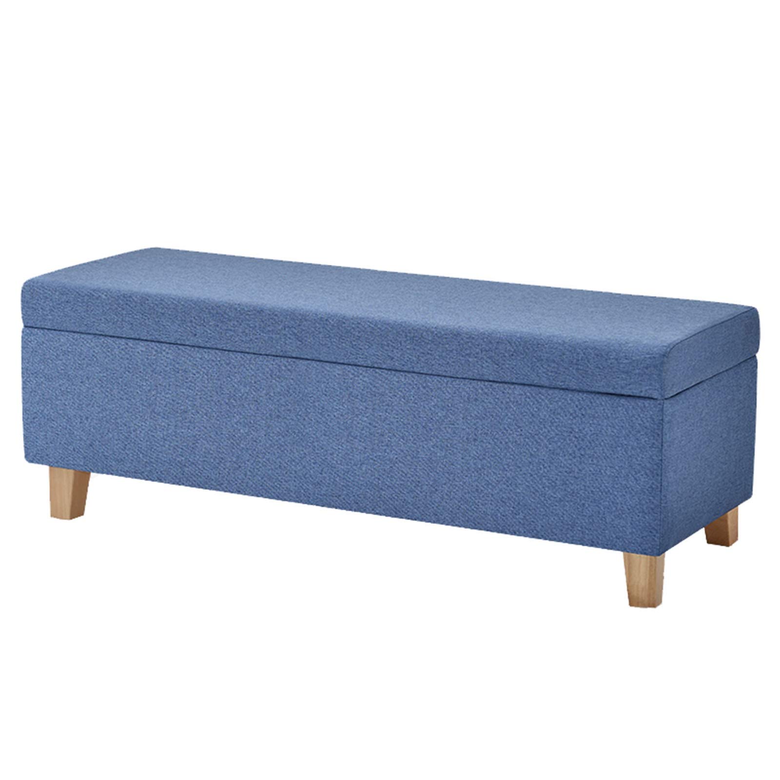 Grande contenitore ottomano beige con gambe in legno, pouf quadrato poggiapiedi sedia per giardino scatola portaoggetti multifunzionale 120 x 40 x 42 cm