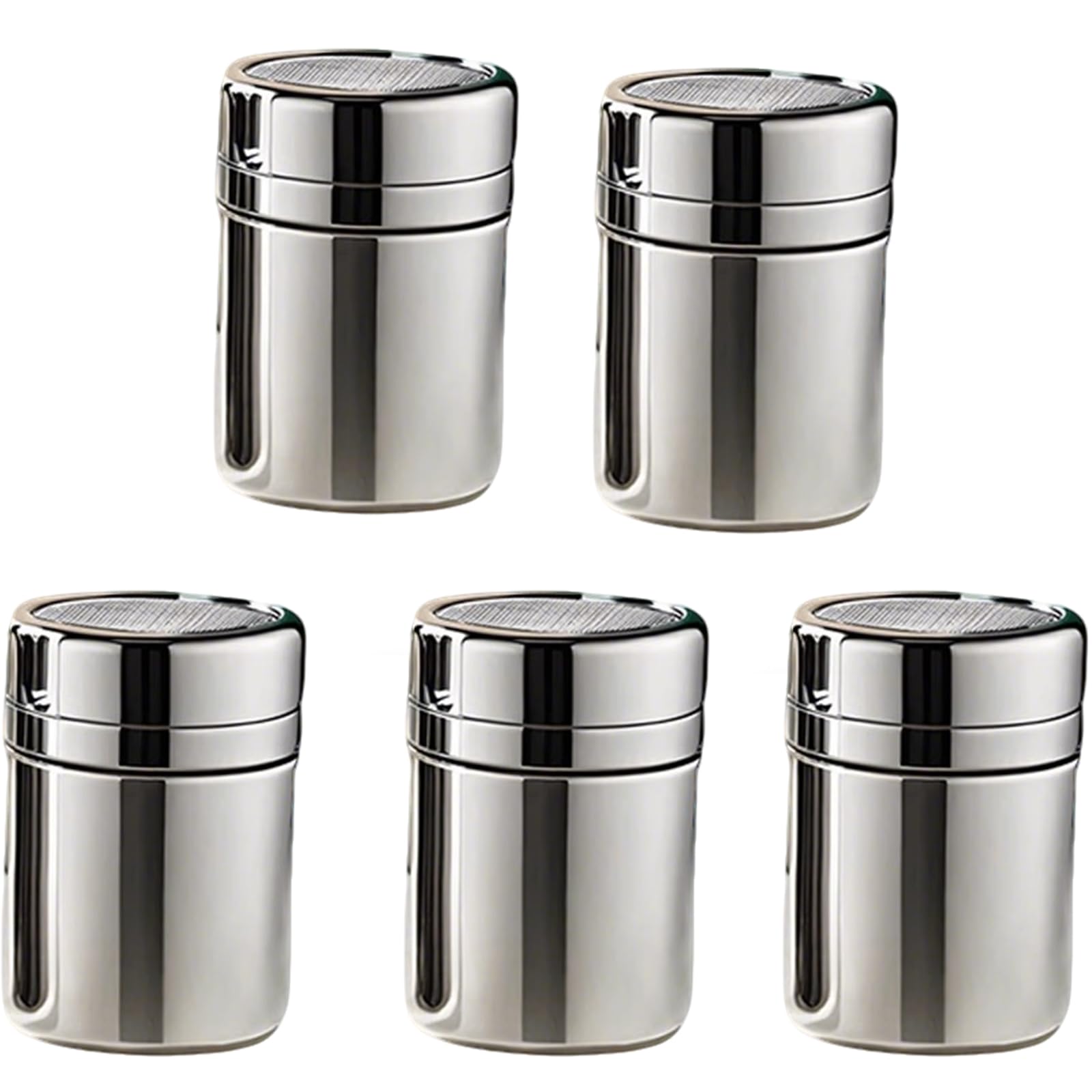 5pcs Flour Shaker Set, Stainless Steel Fine Mesh Powder Dispenser