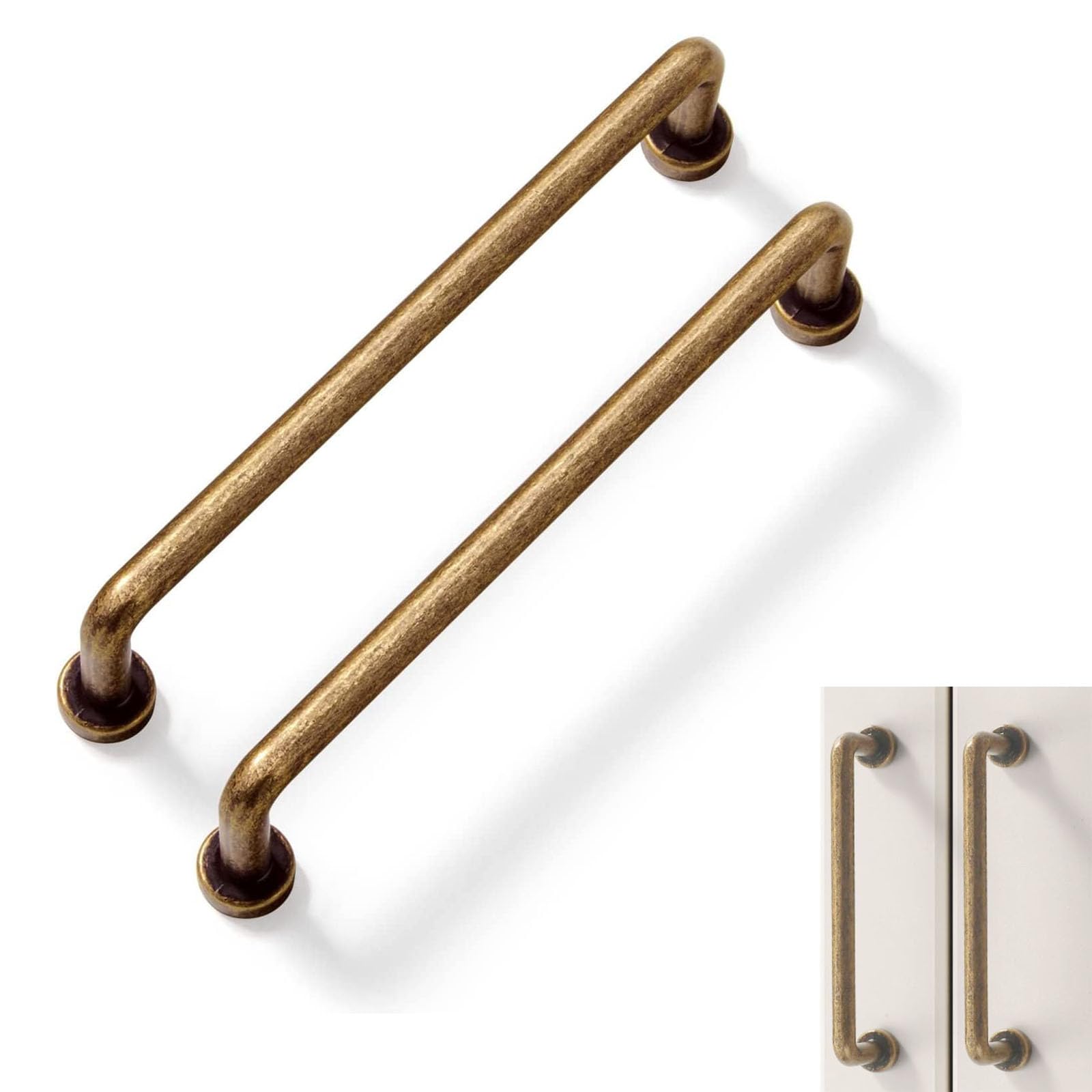 Tarqite 2Pcs Antique Brass Cupboard Handles, Vintage Drawer Pulls, Wardrobe Handles for Kitchen Cupboards Drawers Furniture Hardware, Durable Metal Dresser Door Handle Design