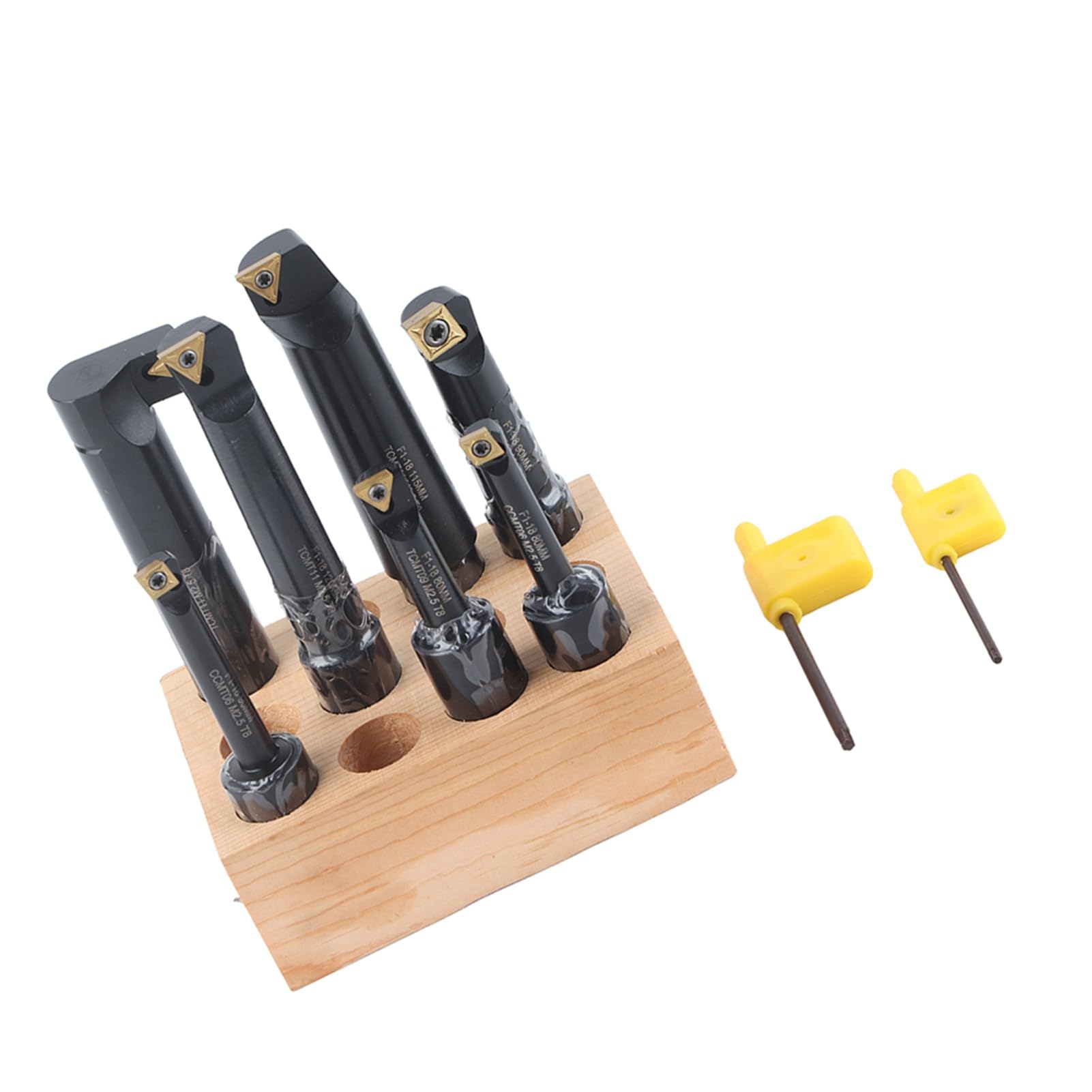 Marhynchus Ensemble d'outils d'alésage en Carbure cémenté 7 Pièces, Support de Barre Tournante Indexable à Tige Ronde, 18mm pour Tour et Aléseuse
