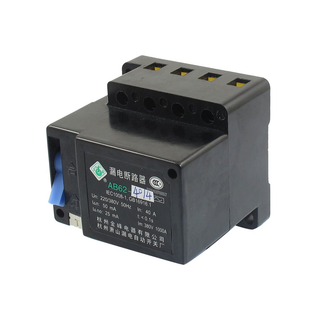 Disjoncteur de fuite AB62-40/4 AC 220/380V 40A 3 phases 4 fils pour tableau électrique