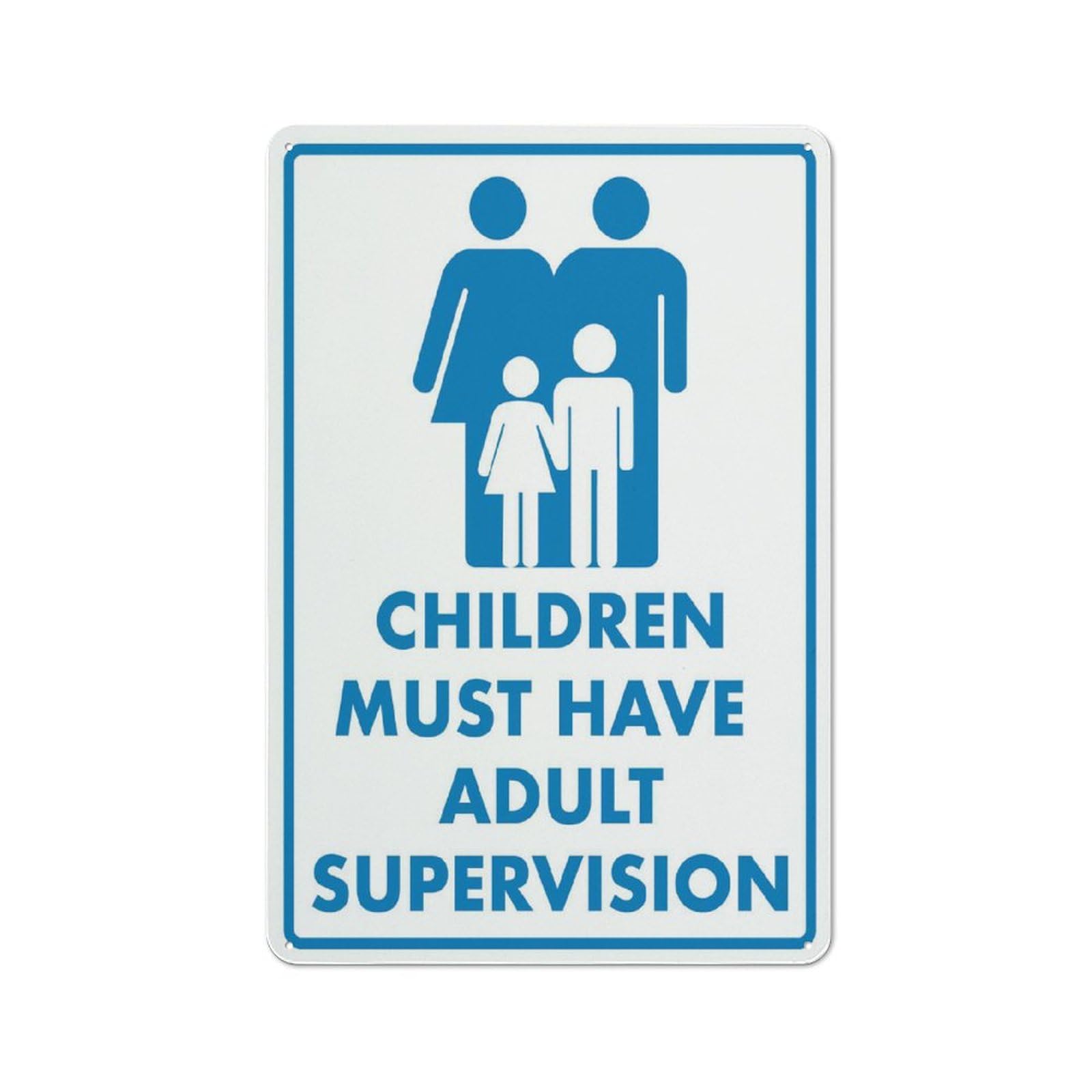 Children Must Have Adult Supervision Blue Sign 8"X12" Rust Free Aluminum Signs Outdoor, Metal Tin Sign For Home, Business, Yard