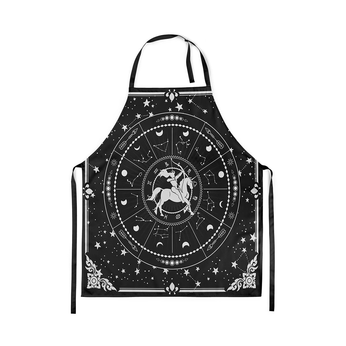 Homewish Astrology 78x66cm Kitchen Apron,Constellations Galaxy Apron For Waitress Waiter,Night Moon Sun Stars Universe Chef Apron,Bohemian Theme Bib Apron For Coffee House,Adjustable