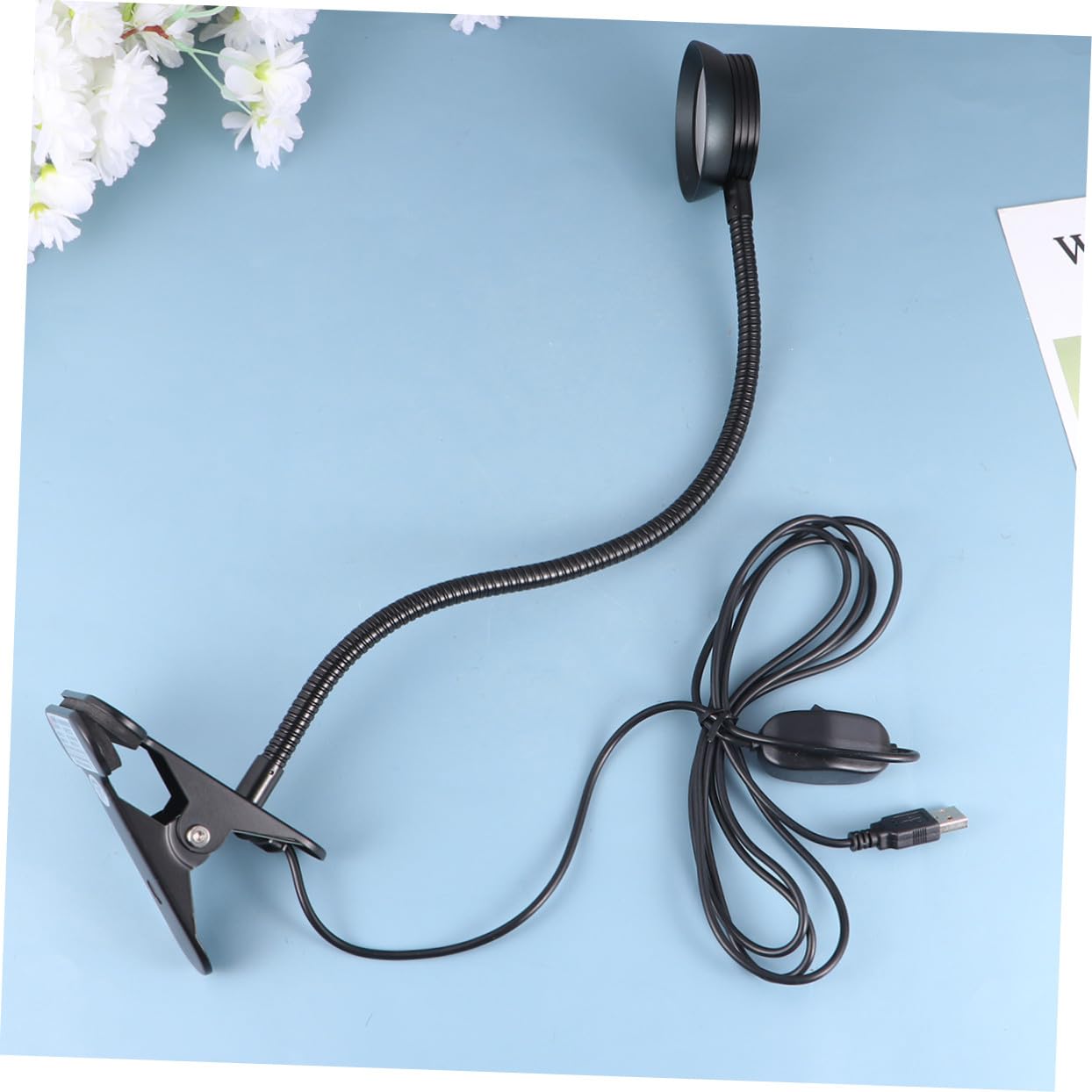 Gatuida Lampada da Lettura a Clip LED USB 4w Collo Flessibile | Intensità a 2 Livelli, Morsetto Robusto, Cavo USB Incluso, Finitura Nera