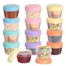 VINATO 12 Pezzo Mini Scatola Per Salse, Scatole per Snack, 80ml Mini Contenitori Per Alimenti Senza BPA, Barattoli Per Congelare Pesto, A Tenuta D’aria – Per Salse, Spezie & Snack