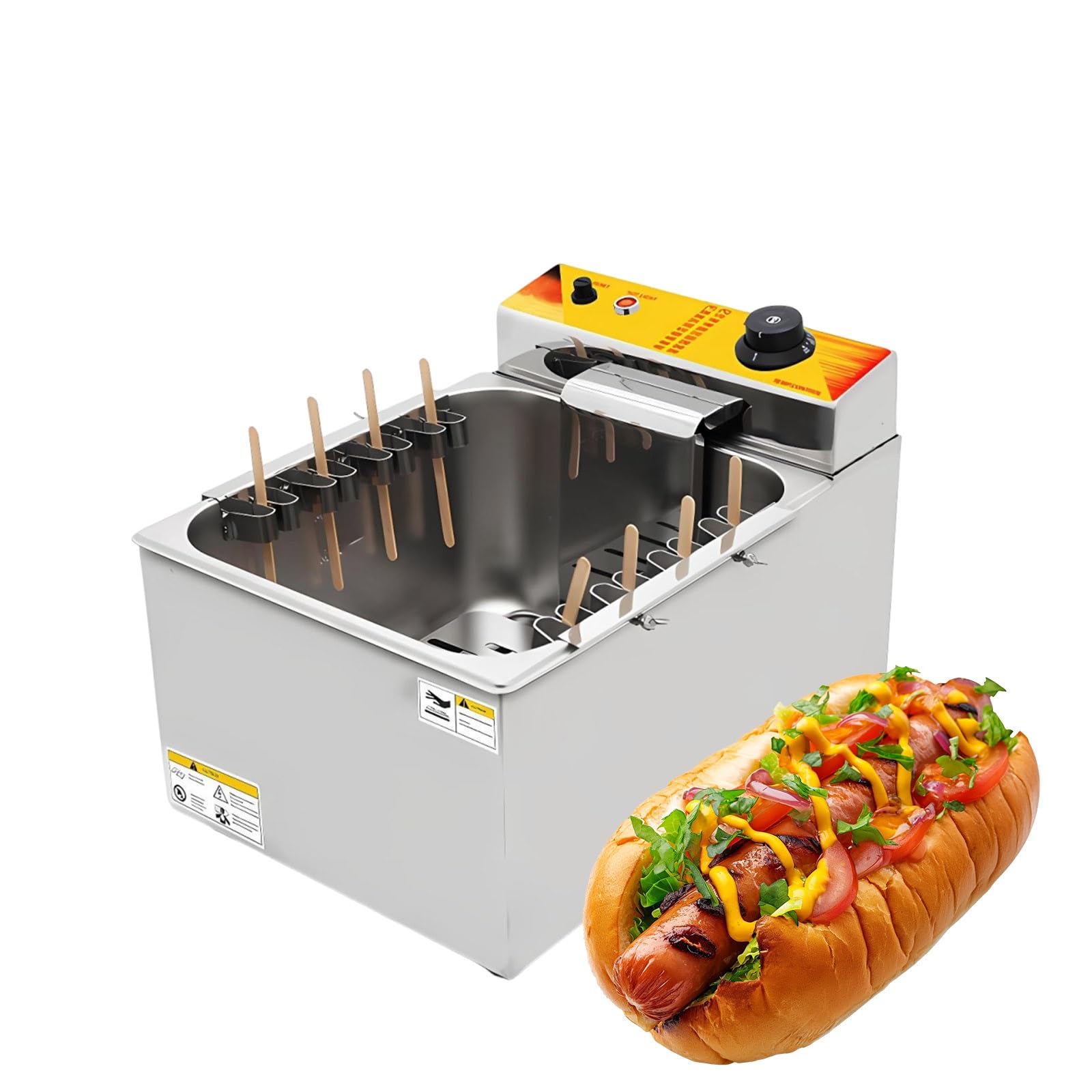 Frytownica 12l Ze Stali Nierdzewnej Z Termostatem 50-200°c, Idealna Do Szybkiego Gotowania Frytek, Corn Dogs I Innych Dań W Restauracjach I Barach