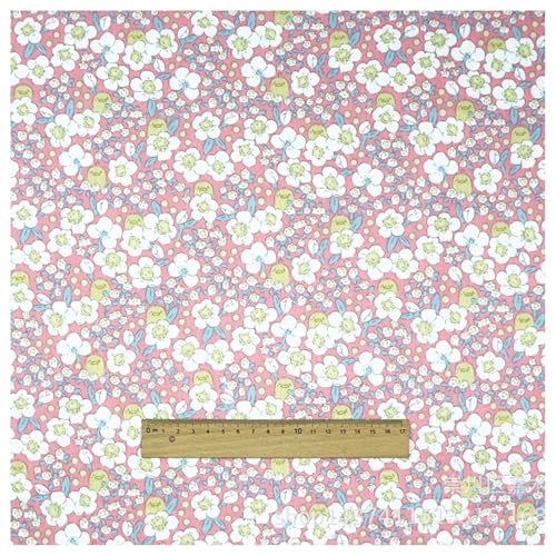 AMateschitz Tela de algodón por metros impresa para niños con estampado de flores, tela decorativa para coser, manualidades, costura, tela floral, plantas, tela de disfraces, para manualidades