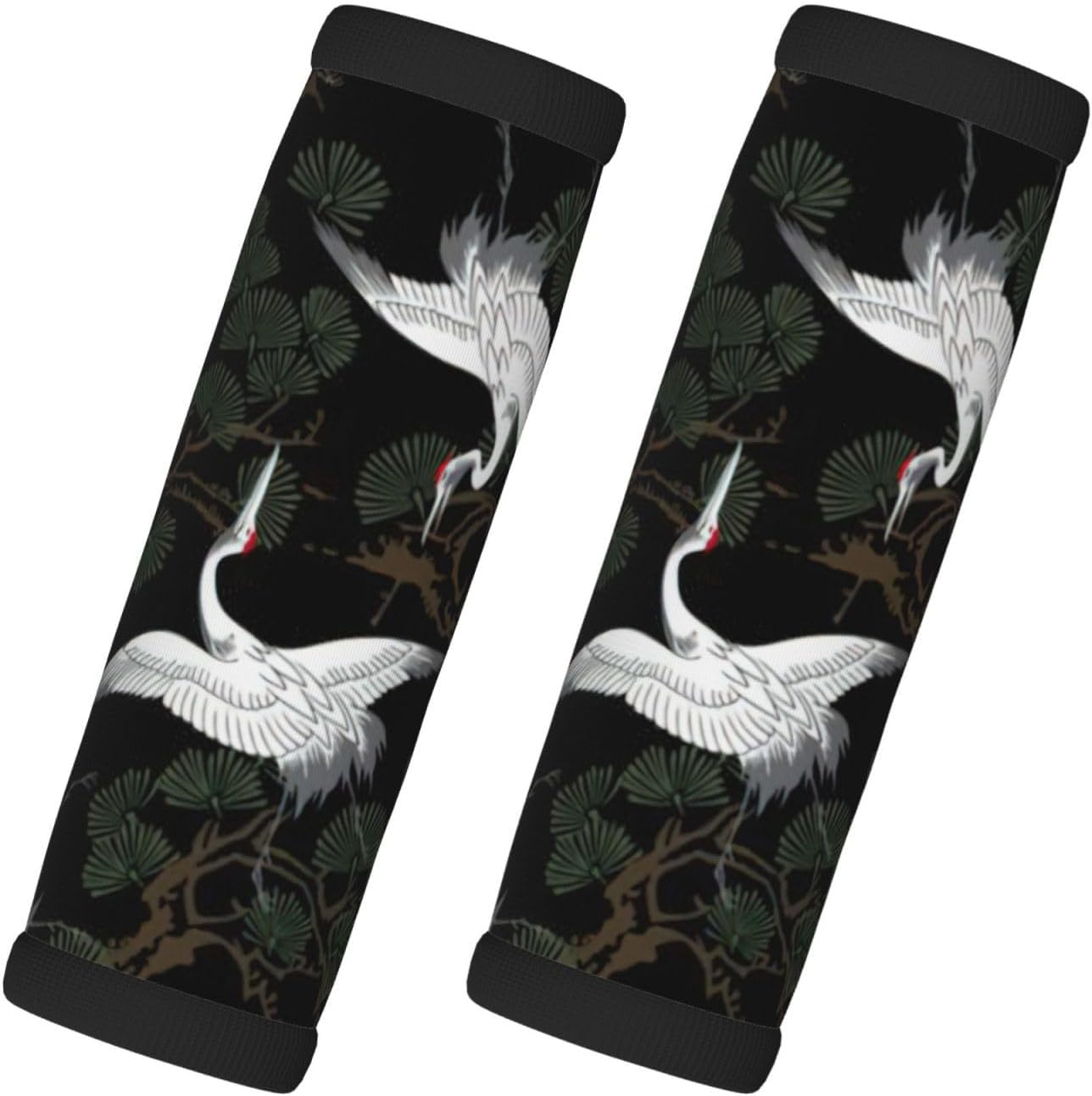 Japanese Crane & Pine Print Luggage Handle Wraps Luggage Identifiers Soft Neoprene Luggage Handle Wraps for Suitcase Trolley Handle Grip Cover 2 Pack Luggage Tags