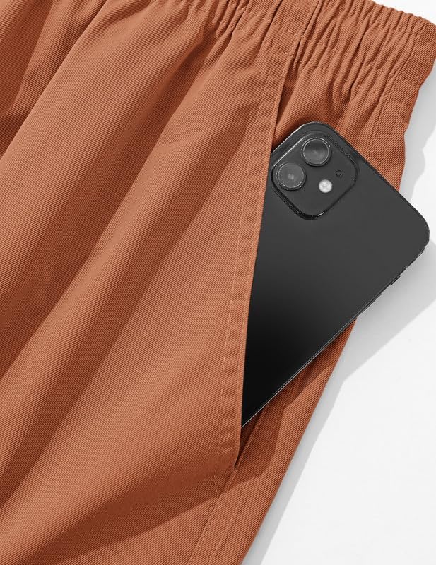 Mens Cargo Shorts Drawstring 9 inch Casual Elastic Waistband Summer with Pockets - Image 2