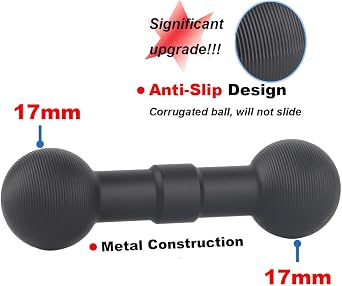 17mm to 17mm Double Ball Extender Bar Mount for GPS Cell Phone Action Camera on Motocycle Vehicles, Corrugated Ball Anti-Slip Design, 58mm Long