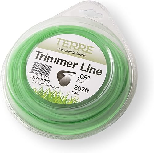 Terre Products - Línea de recortadora redonda de grado comercial 08, 1/2 lb. Cuerda Wacker de calidad de calidad, longitud de la línea de 207 pies o