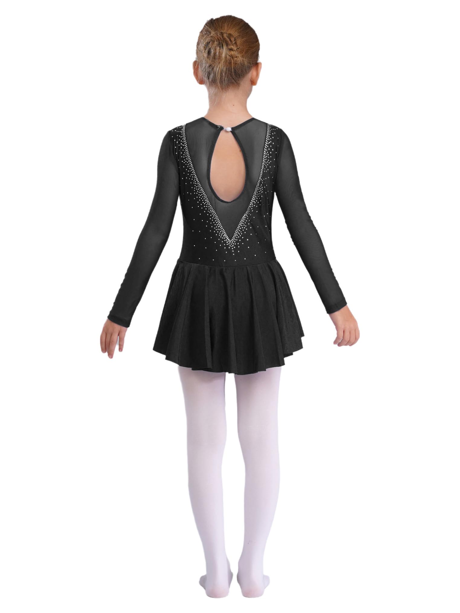 Freebily Vestido de Danza Patinaje sobre Hielo para Niña Leotardo de Manga Larga Maillot de Gimnasia Rítmica Competición Vestido de Bailarina Ballet — view 4