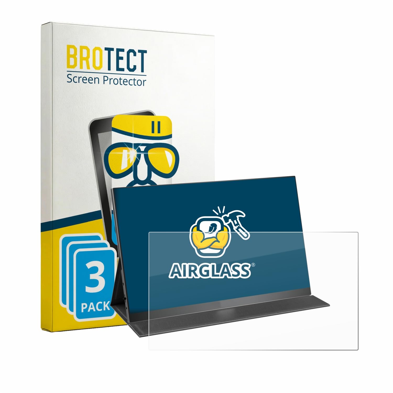 BROTECT Protector Pantalla Cristal para Yodoit PTM17 17.3" Protector Vidrio (3 Unidades) - [Dureza 9H, Anti-Arañazos]