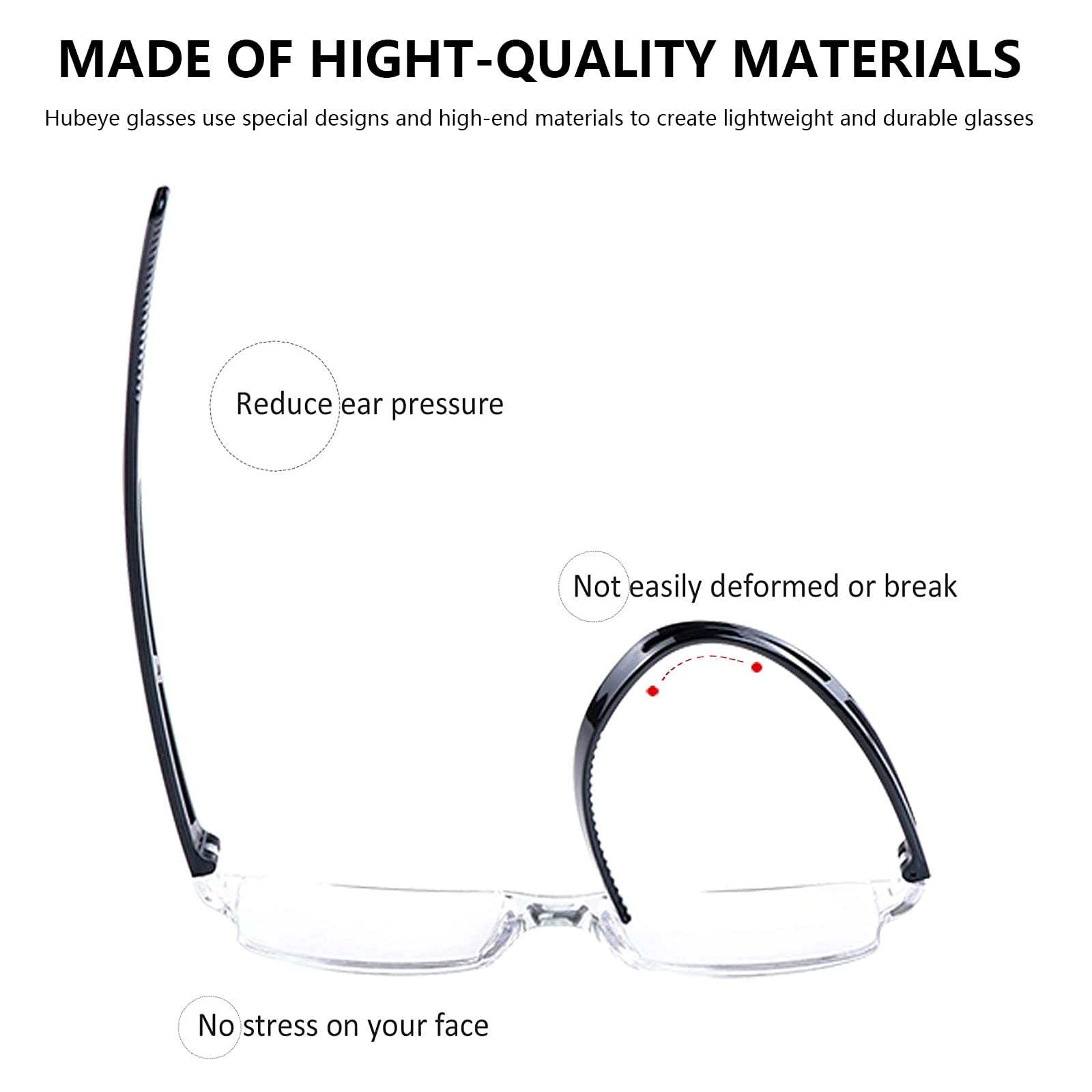 Hubeye 2 Paia Occhiali da lettura Ultraleggeri Montatura Trasparente Anti luce blu con Custodia in Pelle per Uomo e Donna 2.00 - 5