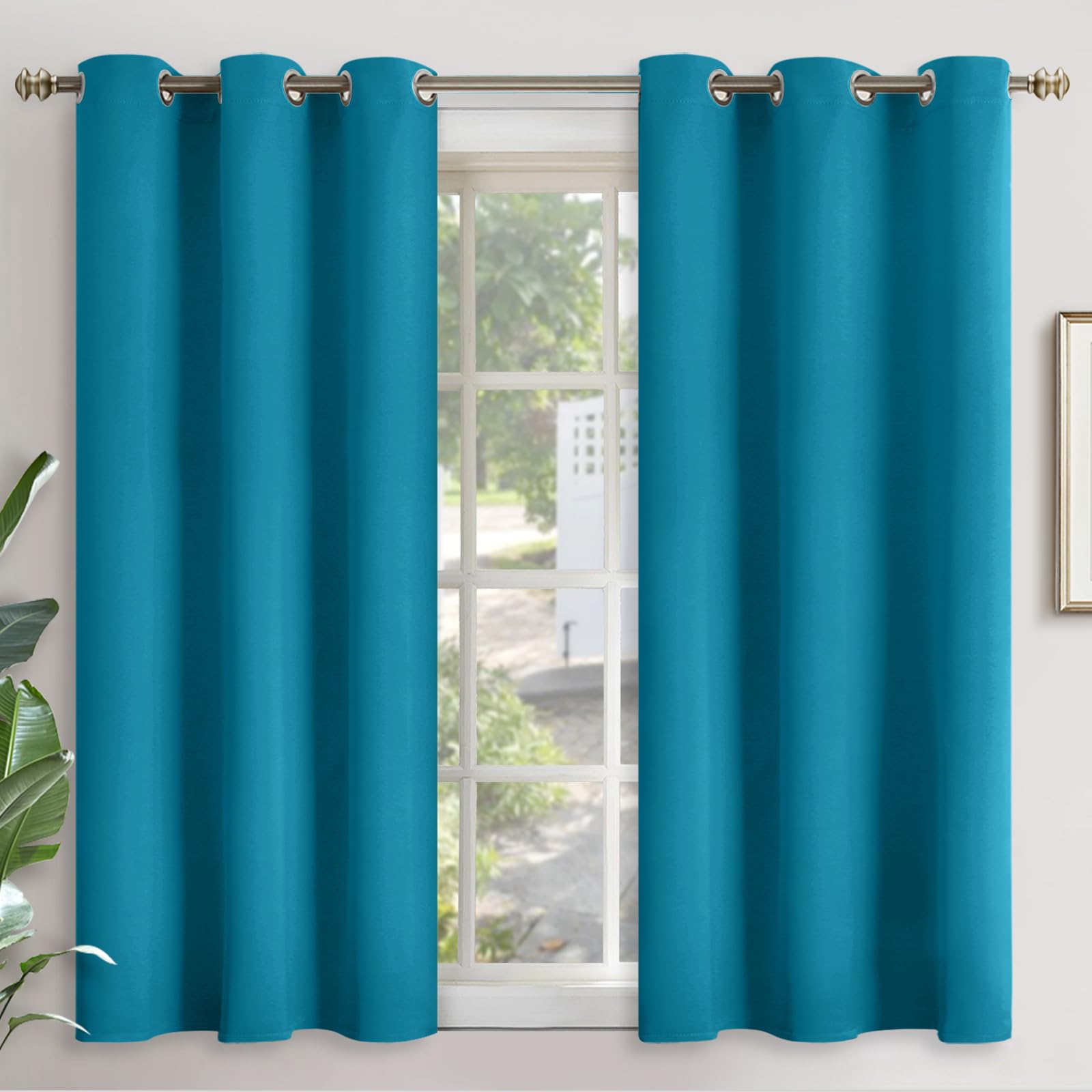 YoungsTex Teal Blue Blackout Curtains for Bedroom 54 Inches Length - Thermal Insulated Drapes with Grommet Room Darkening Privacy for Living Room Windows, 2 Panels, 42 x 54 Inch โ image 1
