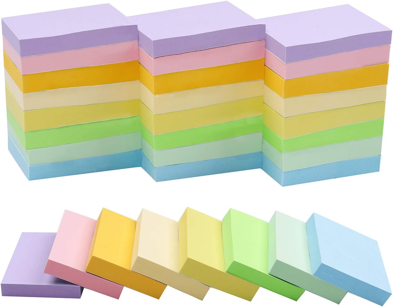 VanpadSticky Notes 1.5x2 Inches,48 Pads, Light Colors Self-Stick Pads,75 Sheets/Pad