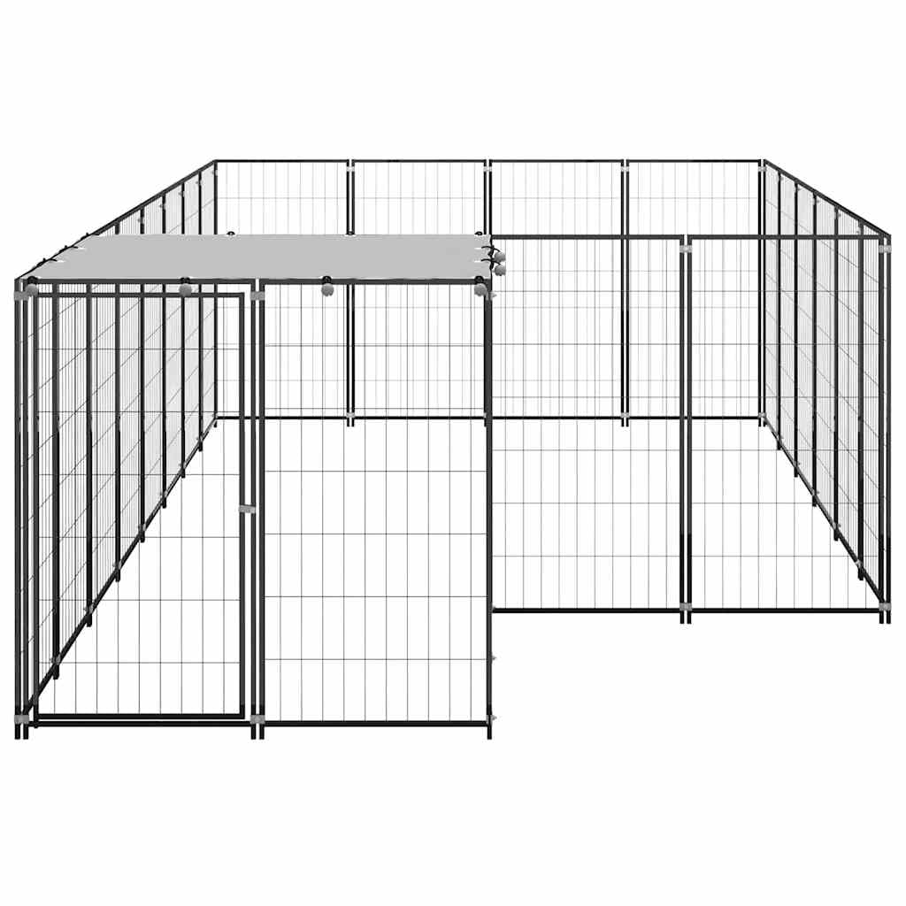 Perrera de acero con recubrimiento en polvo con caño de 8,47 m², techo de agua, puerta con cerradura, recinto modular para cachorros y perros, protección segura en el jardín y uso al aire libre