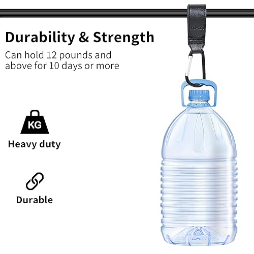 Miniatura 4 de Ganchos para colgar cochecito, 2 correas de clip de cuero duraderas estilo cochecito, ganchos para cochecito de bebé para bolsas de pañales, bolsas