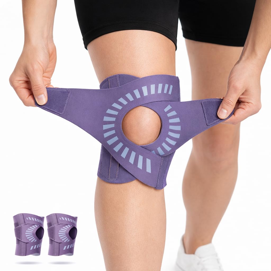 Light Hinged Knee Brace for Women, Strong Adjustable Compression Knee Brace, Quick Wrap Around Patella Support with Side Stabilizers for Meniscus Tear, Arthritis