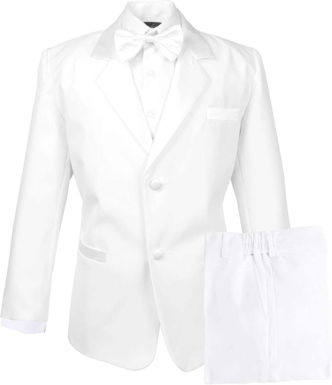 Spring Notion Boys' White Classic Fit Tuxedo Set, No Tail