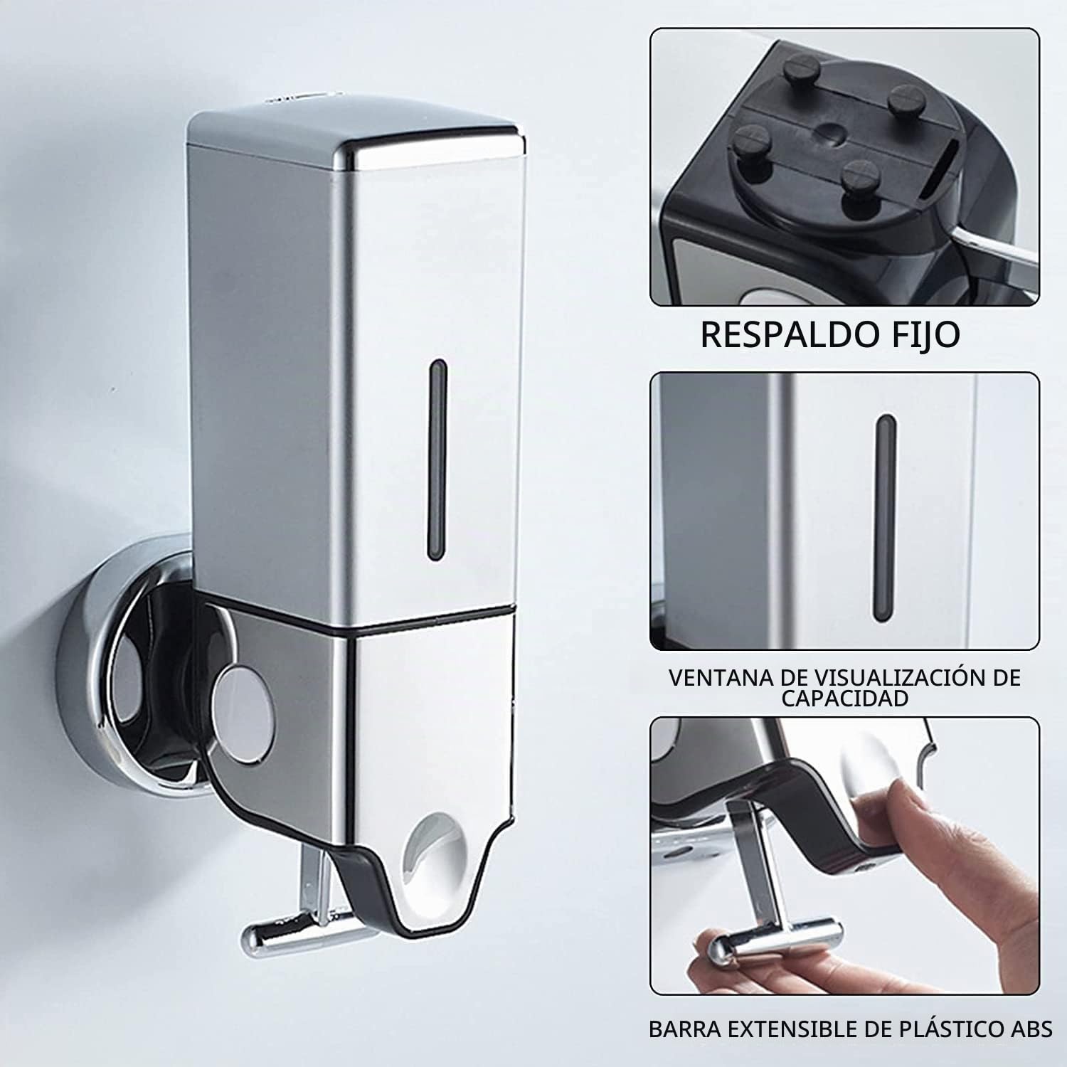 Dispensador de jabón montado en la Pared, Dispensador de Ducha y loción para el hogar, baño, Cocina, hoteles, restaurantes (1500ml, Negro)