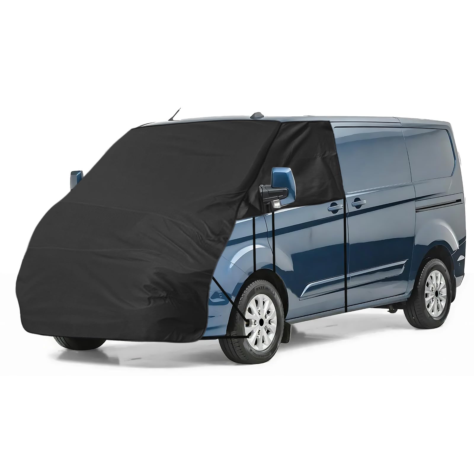 Housse de Pare-Brise Avant Remplacement pour Ford Transit Custom, Protection Solaire Complète Luxe Couverture Disque Avant d'occlusion, Couverture de Pare-Brise 420D (Noir)