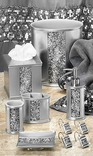 Miniatura 4 de Zahari Home Sinatra - Jabonera de diseño único con estilo de mosaico de cristal brillante, soporte para barra de jabón, color plateado