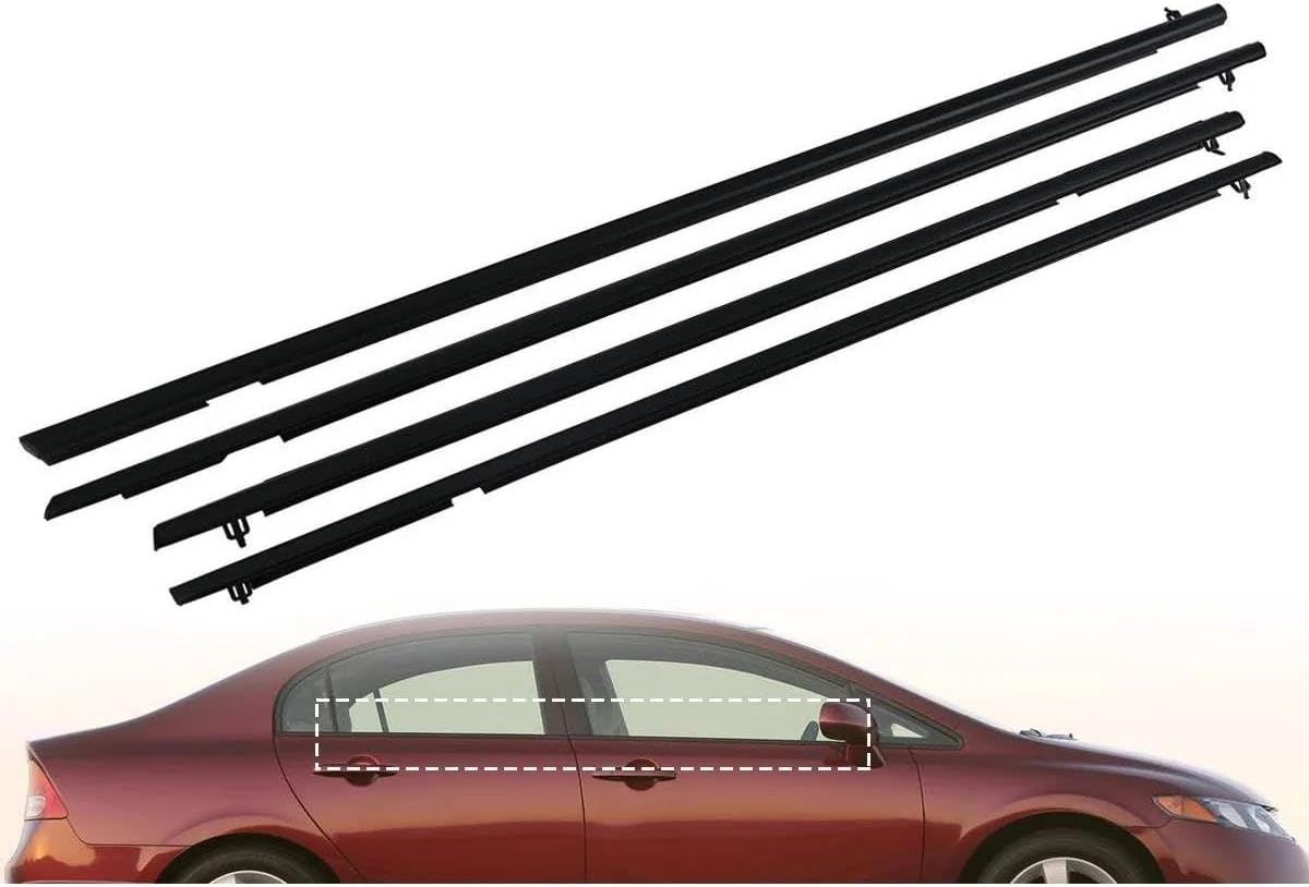 【のんこ】 4 個車の外側ドア窓ゴムウェザーストリップシビック 2006 2007 2008